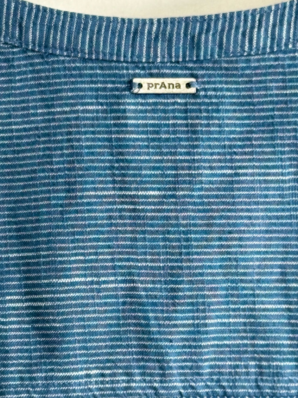 Prana Blue Striped Sleeveless Henley Tank 100% Cotton - Picture 5 of 6
